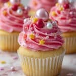 Mini Vanilla Cupcakes with Hot Pink Vanilla Buttercream Frosting Recipe