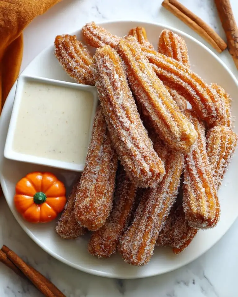 Pumpkin Churros with Cinnamon Maple Cream Cheese Dip Recipe