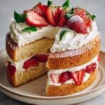 Vanilla Cake with Strawberries and Whipped Cream Recipe