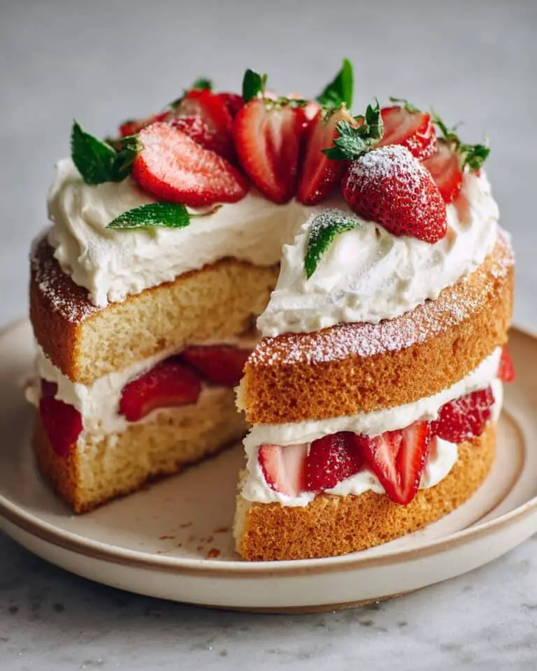Vanilla Cake with Strawberries and Whipped Cream Recipe