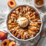 Almond Peach Bread Pudding with Caramel Sauce and Italian Ice Cream Recipe
