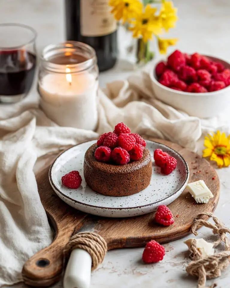 Gluten-Free White Chocolate Lava Cakes with Raspberries Recipe