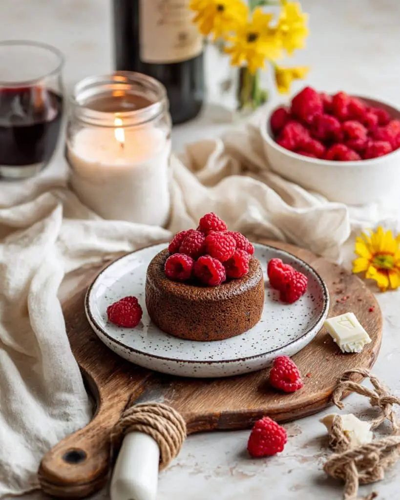 Gluten-Free White Chocolate Lava Cakes with Raspberries Recipe