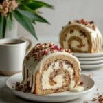 Banana Cream Cheese Cake Roll with Pecans Cranberries and Ginger Recipe