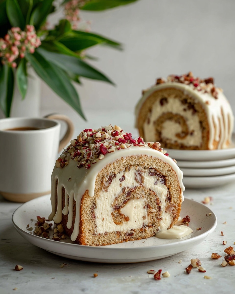 Banana Cream Cheese Cake Roll with Pecans Cranberries and Ginger Recipe