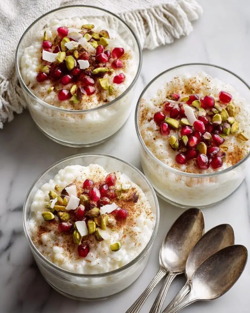 Almond Milk Rice Pudding with Pomegranate, Pistachios, and Rose Water Recipe
