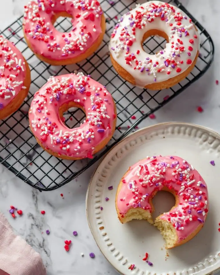 Baked Apple Sauce Donuts with Frosting and Sprinkles Recipe