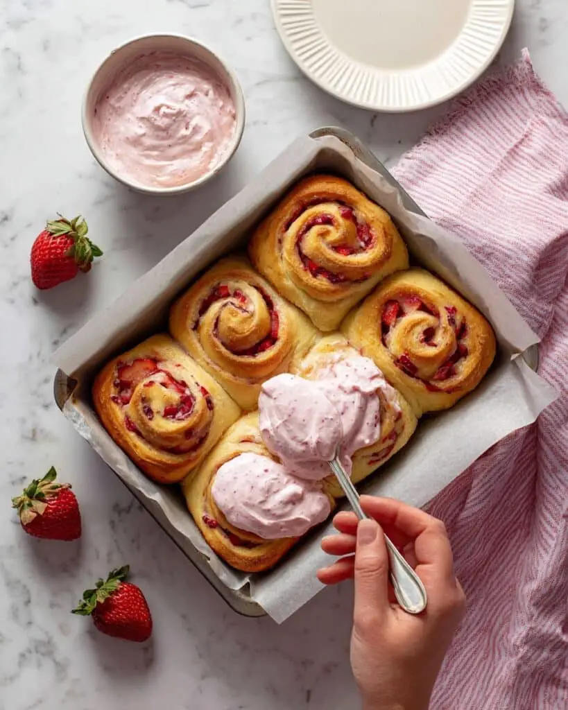 Strawberry Sweet Rolls with Strawberry Cream Cheese Frosting Recipe