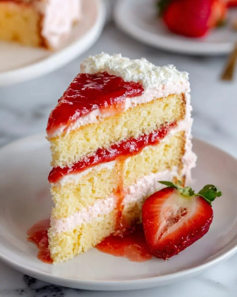 Vanilla Cake with Strawberry Filling & Frosting Recipe