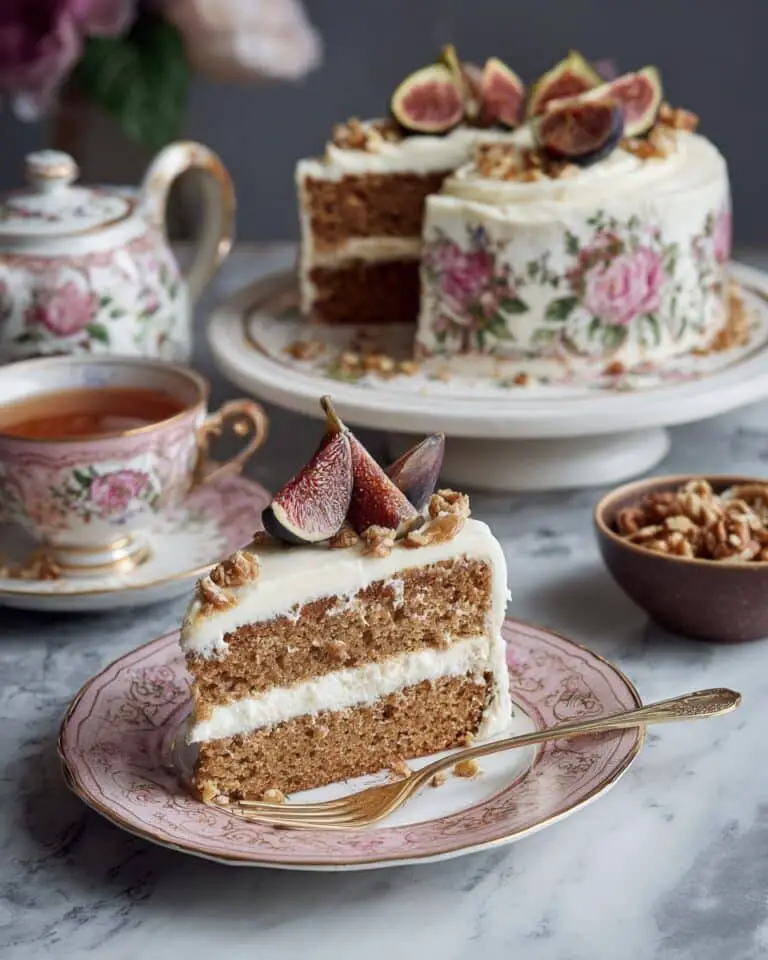 Stevia-Sweetened Grain-Free Vanilla Cake with Yogurt Crema, Roasted Figs, and Hazelnuts Recipe