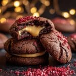 Chocolate Hazelnut and Caramel Stuffed Brownie Cookies with Pomegranate Sugar Recipe