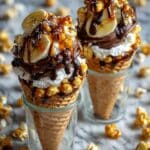 Banoffee + Nutella Greek Yogurt Waffle Cone Parfaits with Cashew Caramel Popcorn Recipe