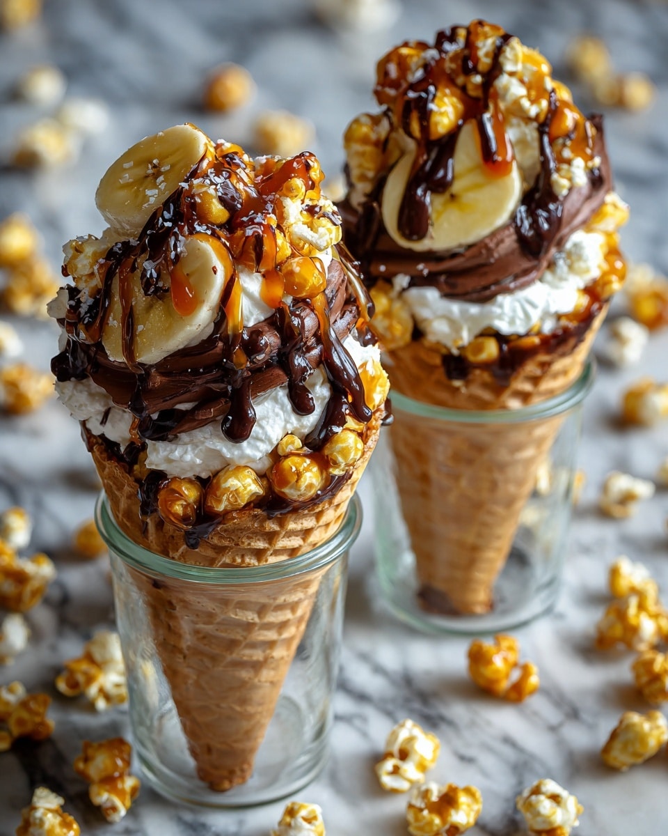 Banoffee + Nutella Greek Yogurt Waffle Cone Parfaits with Cashew Caramel Popcorn Recipe