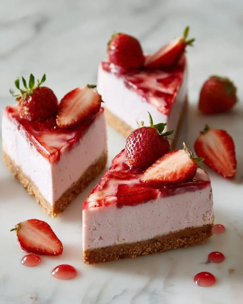 Strawberry Ripple Almond Cheesecake Recipe