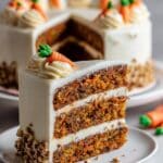 Creamy Carrot Cake with Flourish of Walnuts and Colorful Carrot Decorations Recipe
