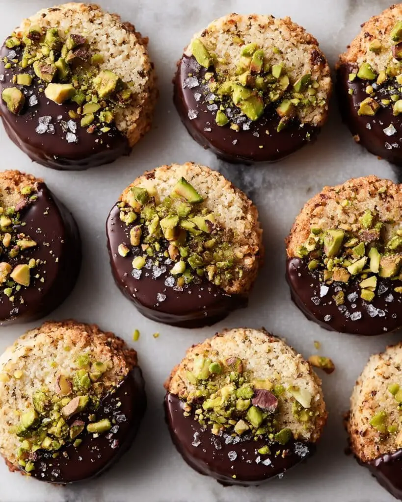 Pistachio Shortbread Cookies with Chocolate and Sea Salt Recipe