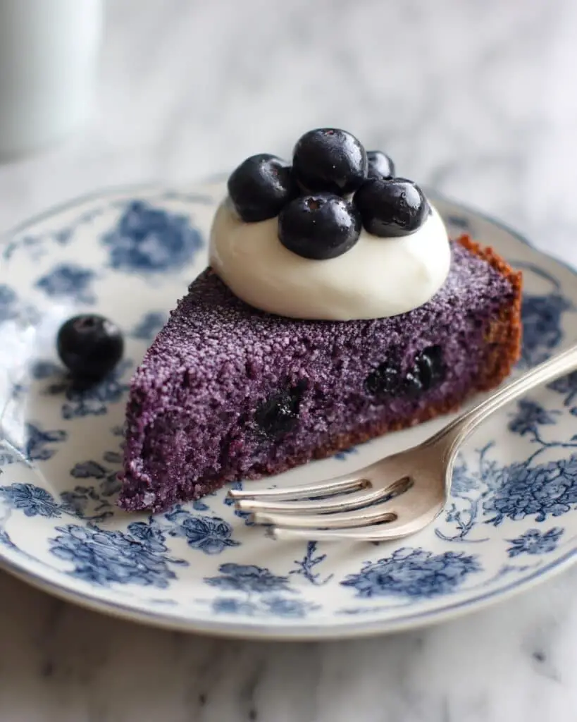 Blueberry Angel Food Cake with Fresh Blueberries and Whipped Cream Recipe