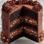 Black Velvet Cake with Coconut, Pecan, and Chocolate Cream Cheese Frosting Recipe