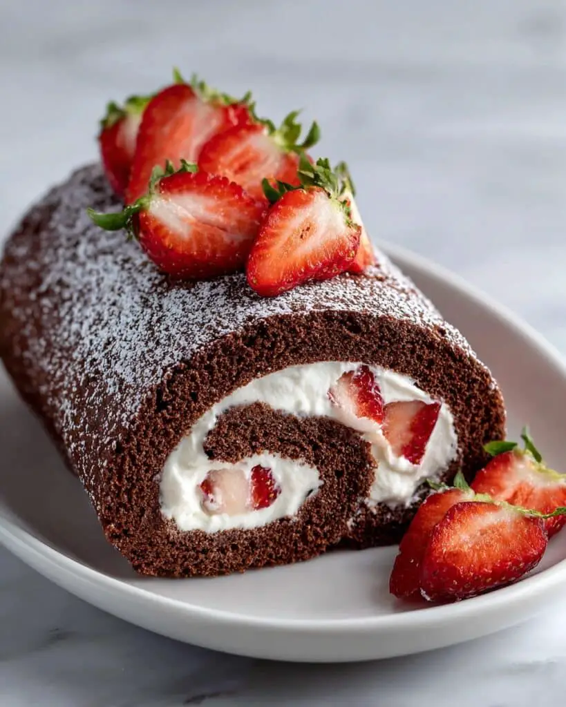 Strawberry Chocolate Roll Cake Recipe