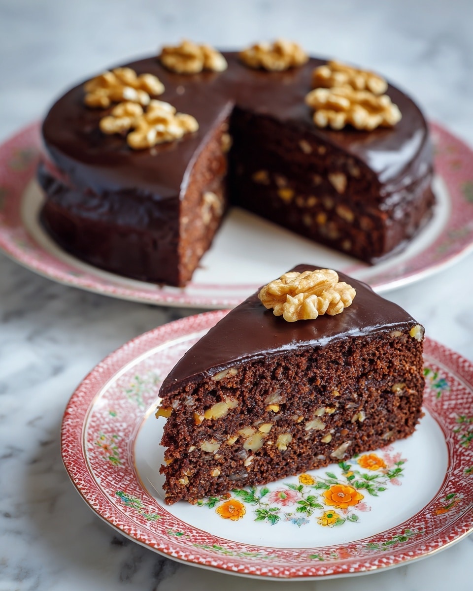 Chocolate Walnut Cake with Rich Chocolate Ganache Recipe