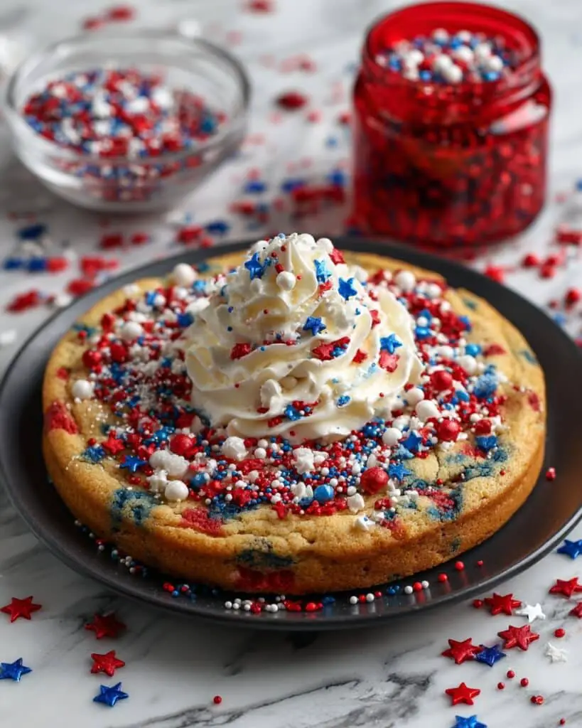 Air Fryer Pizookie with Red, White, and Blue Baking Chips Recipe