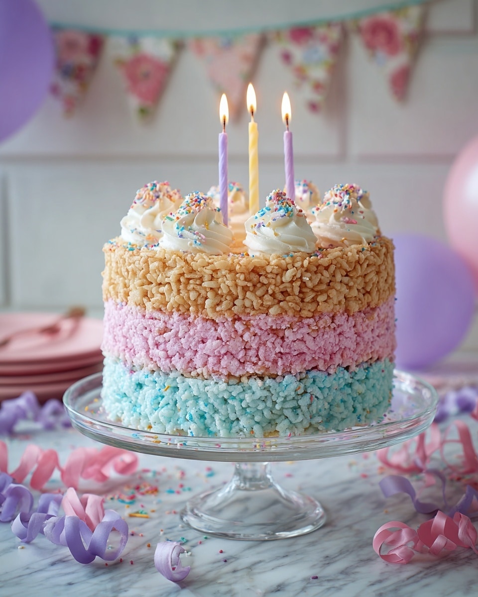 Rainbow Rice Krispie Treat Cake Recipe